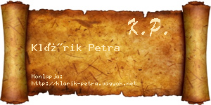 Klárik Petra névjegykártya